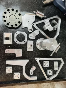 Aluminium CNC parts layout for inspection