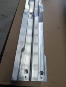 Close up of surface finish and hole on machined aluminium part