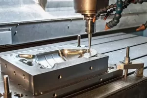 Machine working on a metal piece