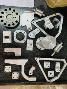 precision machined aluminium parts on surface plate