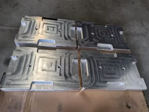 Set of four machined aluminium mould bases