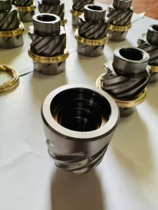 Threaded steel fittings with aligned bronze rings