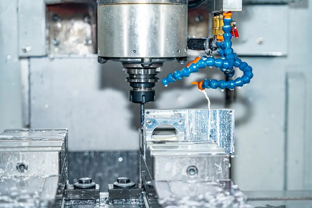 Closeup dirty cnc milling machine cnc modern factory
